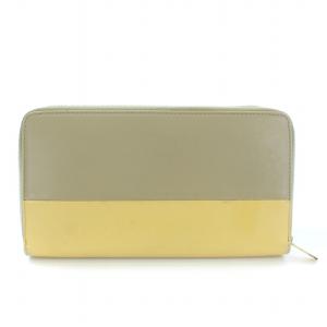 CELINE 長財布 小銭入れ ラウンドファスナー レザー バイカラー ベージュ 黄色 イエロー