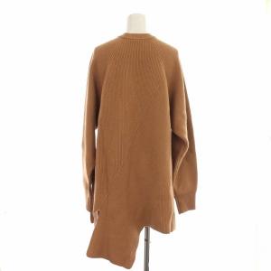 nagonstans 20AW Wool Rib スリット プルオーバー ニット セーター ロング 長袖 ウール アシンメトリー 38 M 茶 ブラウン