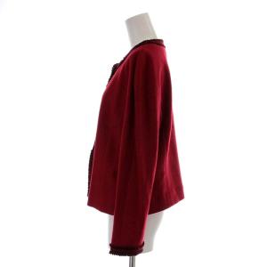 Leilian ノーカラージャケット ウール 11 M 赤 レッド