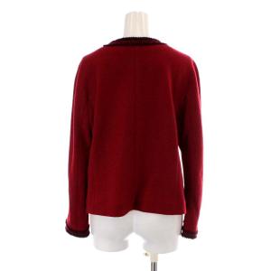 Leilian ノーカラージャケット ウール 11 M 赤 レッド