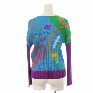 PLEATS PLEASE ISSEY MIYAKE イッセイミヤケ カットソー 地球儀 長袖 空 鳥 3 ブルー パープル PP71-JK564