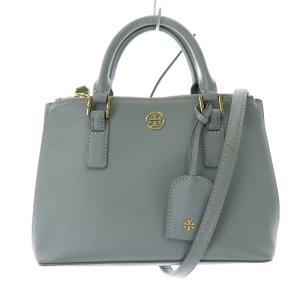 ショルダーバッグ ハンドバッグ 2WAY ロゴ レザー 水色 ライトブルー