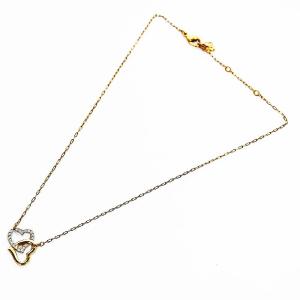 SWAROVSKI ダブルハート ペンダント ネックレス ペンダント メタル ゴールド色 シルバー色