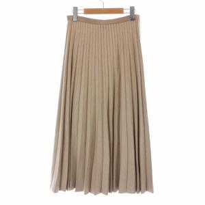 16Gヘリンボーンプリーツニットスカート フレア ウール ロング ミモレ F ベージュ 6524-199-1478