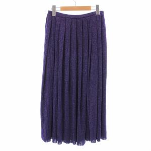 Drawer ラメプリーツニットスカート フレア ロング ミモレ F 紫 パープル 6524-299-1360