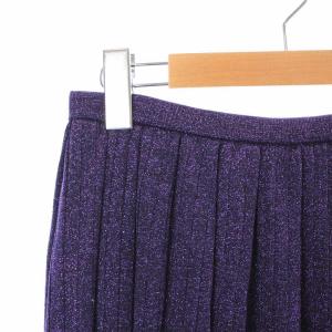 Drawer ラメプリーツニットスカート フレア ロング ミモレ F 紫 パープル 6524-299-1360