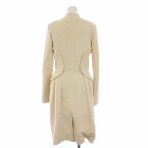 FENDI ツイード ノーカラーコート アウター ロング フリンジ 40 M アイボリー