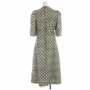 DOLCE&GABBANA フレアワンピース 千鳥格子ドット グリッター M 黒 白