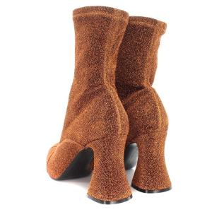 STELLA McCARTNEY ダックシティ ショートブーツ グリッター ラメ チャンキーヒール 37 23.5cm ブロンズ オレンジ
