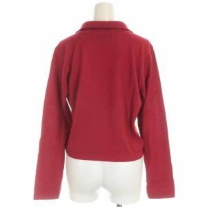 ETRO ニット カットソー Vネック シルク ウール 切替 総柄 長袖 44 L 赤 レッド