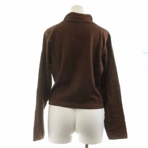 ETRO ヴィンテージ ニット ショールカラー 長袖 スカーフ柄 切替 絹 シルク ウール 茶 ブラウン