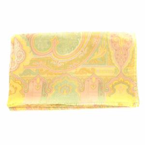 ETRO ストール ウール シルク混 ペイズリー柄 黄色 イエロー 茶 ブラウン