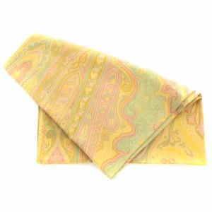 ETRO ストール ウール シルク混 ペイズリー柄 黄色 イエロー 茶 ブラウン