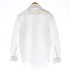 LANVIN ワイシャツ 長袖 ハート ロゴ 刺繍 麻混 リネン混 M 白 ホワイト