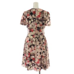 kate spade new york ワンピース ひざ丈 半袖 シルク 絹 総柄 2-A S マルチカラー ピンク 黒 ブラック