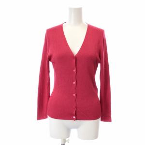 カーディガン リブニット Vネック 長袖 38 M ピンク