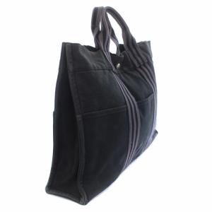 HERMES フールトゥMM トートバッグ ハンドバッグ キャンバス 黒 ブラック