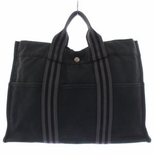 HERMES フールトゥMM トートバッグ ハンドバッグ キャンバス 黒 ブラック