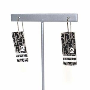 Christian Dior トロッター ピアス プレート ナンバリング フック 黒 ブラック シルバー