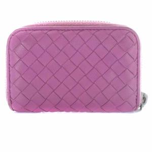 BOTTEGA VENETA コインケース 小銭入れ ミニ レザー ラウンドファスナー イントレチャート 紫 パープル