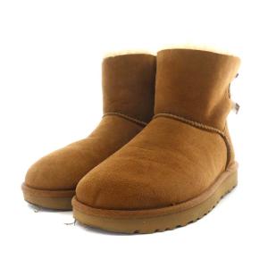 UGG australia ミニ ベイリー ボウ II ムートンブーツ ショートブーツ リボン 25.0cm 茶 ブラウン 1016501