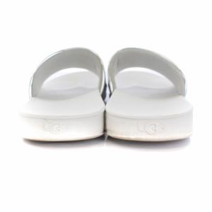 UGG australia グラフィックスライド GRAPHIC SLIDE サンダル ミュール フラット ロゴ US5 23.5cm 白 ホワイト シルバー