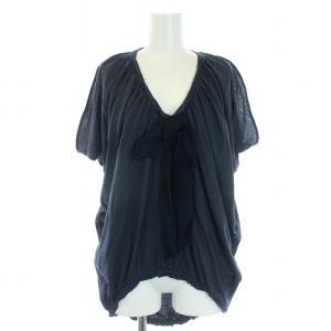 PARIS カットソー Tシャツ リボン カットアウト 半袖 M 紺 ネイビー