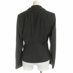 Max Mara スーツ セットアップ 上下 テーラードジャケット ショート丈 タイトスカート ひざ丈 ウール シルク混 ストライプ 白タグ