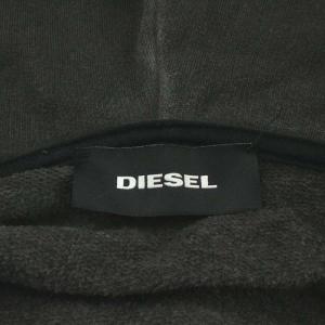 DIESEL パーカー フード ペイント ダメージ加工 ジップアップ ロゴ M グレー