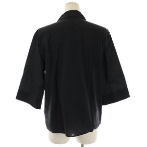 MARGARET HOWELL 19AW オープンカラーシャツ ブラウス 七分袖 2 M 黒 ブラック