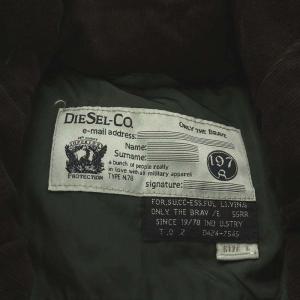 DIESEL ダウンジャケット ラムレザー 切替 2way アウター L 緑 グリーン