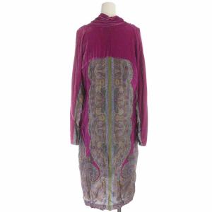 ETRO ワンピース ベロア切替 総柄 44 ピンク