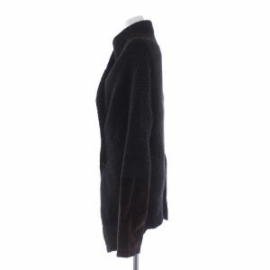 CELINE 長袖 ニットカーディガン ウール 変形 S チャコール ブラウン 茶