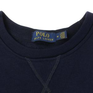 POLO RALPH LAUREN スウェット トレーナー クルーネック Vガゼット 長袖 刺繍 総柄 裏起毛 M 紺 ネイビー