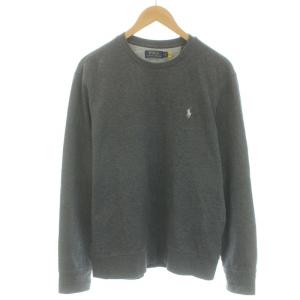 スウェット トレーナー クルーネック 長袖 ポニー刺繍 薄手 M グレー
