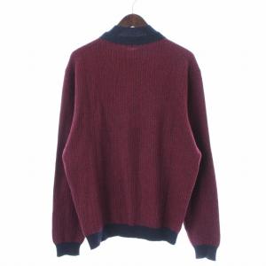 Ermenegildo Zegna ニット セーター カシミヤ ハーフボタン 長袖 50 L 赤 レッド 紺 ネイビー