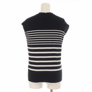 JOHN SMEDLEY ニット カットソー ボーダー プルオーバー クルーネック フレンチスリーブ S 紺 ネイビー 白 ホワイト