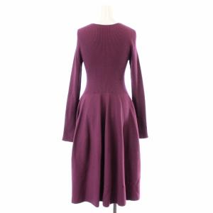 CELFORD ワンピース ロング ミモレ フレア リブニット ウール混 長袖 Vネック 36 S 紫 パープル