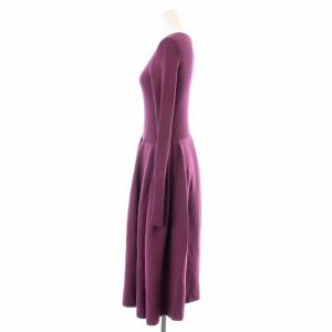 CELFORD ワンピース ロング ミモレ フレア リブニット ウール混 長袖 Vネック 36 S 紫 パープル