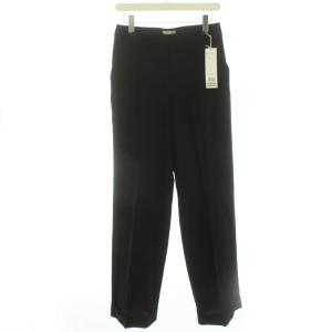 ワイドパンツ スラックス ウール センタープレス ロールアップ タグ付き 2 M 黒 ブラック