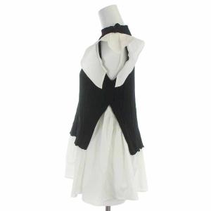 CELFORD 20SS シャツレイヤードニットプルオーバー 切替 フレンチスリーブ 36 S 黒 ブラック 白 ホワイト