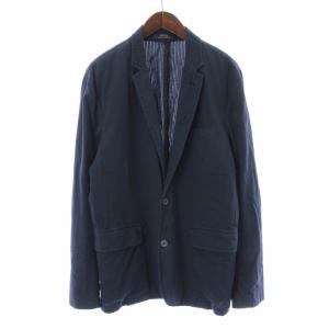 テーラードジャケット シングル 薄手 L 紺 ネイビー