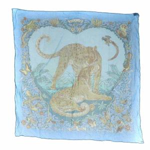ジャングル ラブ JUNGLE LOVE スカーフ コットン ヒョウ 豹 青 ブルー