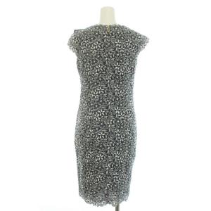 EPOCA レースワンピース ひざ丈 ノースリーブ フレンチスリーブ 花柄 38 M 紺 ネイビー 白 ホワイト