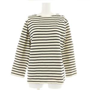 バスクシャツ カットソー 長袖 ボートネック ボーダー 2 M 白 ホワイト 黒 ブラック
