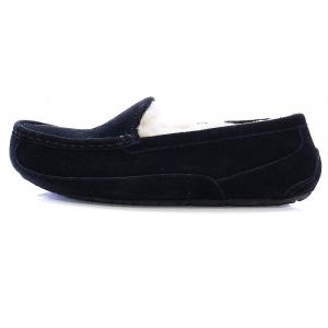 UGG australia ASCOT アスコット モカシン ローファー シューズ スクエアトゥ ボア スエード US5 22cm 黒 ブラック 1120886K