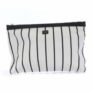 DOLCE&GABBANA The King クラッチバッグ セカンドバッグ パーティバッグ ストライプ ロゴ 白 黒 ホワイト ブラック