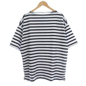 Tシャツ ボーダー ボートネック カットソー 半袖 XL 白 ホワイト 黒