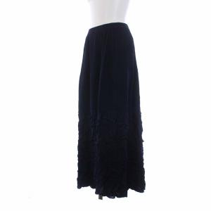 HaaT ISSEY MIYAKE フレアロングスカート イージー プリーツ 切替 2 M 紺 ネイビー HA31JG317