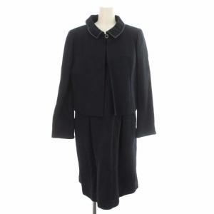 スーツ セットアップ 上下 ジャケット ワンピース ウール 13 XL 紺 ネイビー